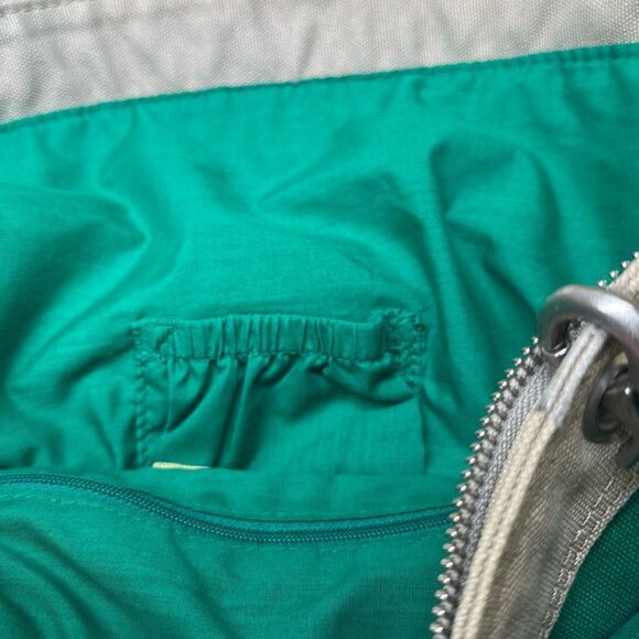 Vintage American Eagle AE Green Summer Tote Zipper Closure Canvas Tan - Picture 8 of 9